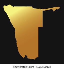 High detailed gold texture map vector map – Departments of Namibia map. Vector illustration eps 10