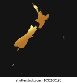 High detailed gold texture map vector map – Departments of New Zealand map. Vector illustration eps 10