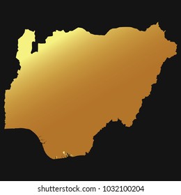High detailed gold texture map vector map – Departments of Nigeria map. Vector illustration eps 10