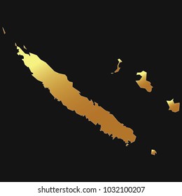 High detailed gold texture map vector map – Departments of New Caledonia map. Vector illustration eps 10