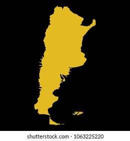 High detailed gold texture map vector map. Departments of Argentina map. Vector illustration eps 10. Black Background