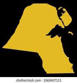 High detailed gold texture map vector map. Departments of Kuwait map. Vector illustration eps 10. Black Background