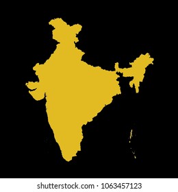 High detailed gold texture map vector map. Departments of India map. Vector illustration eps 10. Black Background
