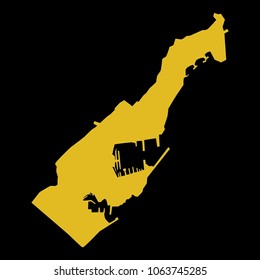 High detailed gold texture map vector map. Departments of Monaco map. Vector illustration eps 10. Black Background