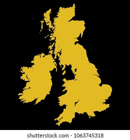 High detailed gold texture map vector map. Departments of United Kingdom map. Vector illustration eps 10. Black Background