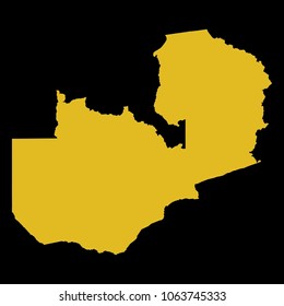 High detailed gold texture map vector map. Departments of Zambia map. Vector illustration eps 10. Black Background