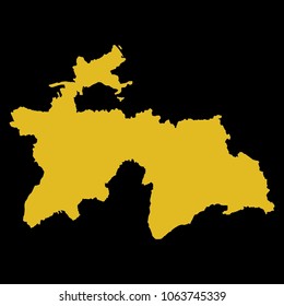 High detailed gold texture map vector map. Departments of Tajikistan map. Vector illustration eps 10. Black Background