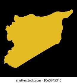 High detailed gold texture map vector map. Departments of Syria map. Vector illustration eps 10. Black Background