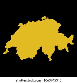 High detailed gold texture map vector map. Departments of Switzerland map. Vector illustration eps 10. Black Background