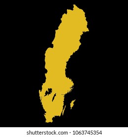 High detailed gold texture map vector map. Departments of Sweden map. Vector illustration eps 10. Black Background