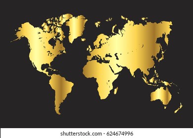 High Detailed Gold World Map Vector Stock Vector (Royalty Free 