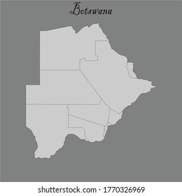 High detailed gray illustration map - Botswana