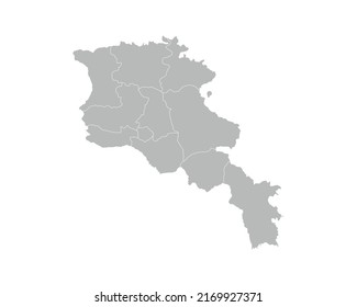 High Detailed Gray Map of Armenia on White isolated background, Vector Illustration EPS 10