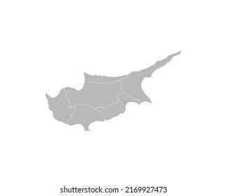 High Detailed Gray Map of Cyprus on White isolated background, Vector Illustration EPS 10