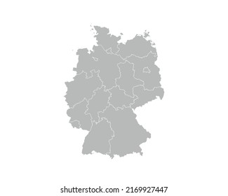 High Detailed Gray Map of Germany on White isolated background, Vector Illustration EPS 10