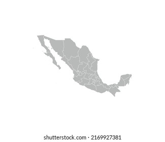 High Detailed Gray Map of Mexico on White isolated background, Vector Illustration EPS 10