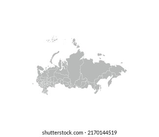 High Detailed Gray Map of Russia on White isolated background, Vector Illustration EPS 10