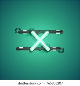 High detailed green neon character, vector illustration