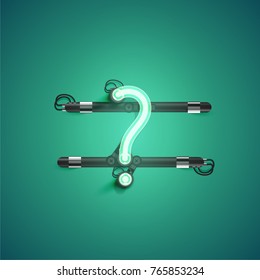 High detailed green neon character, vector illustration