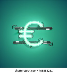 High detailed green neon character, vector illustration