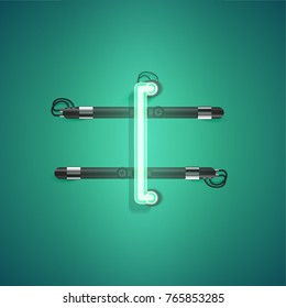 High detailed green neon character, vector illustration