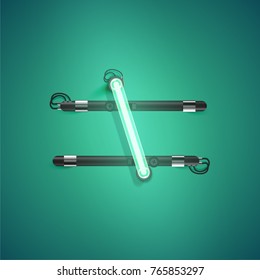 High detailed green neon character, vector illustration