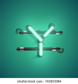 High detailed green neon character, vector illustration