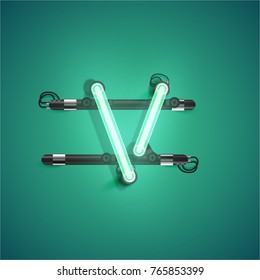 High detailed green neon character, vector illustration