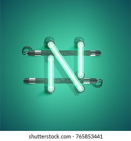 High detailed green neon character, vector illustration