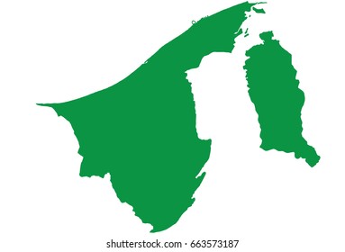 High detailed Green vector map – Brunei map