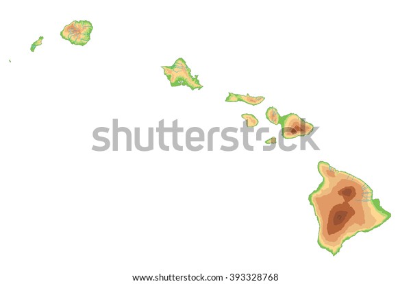 High Detailed Hawaii Physical Map Stock Vector Royalty Free 393328768 2255