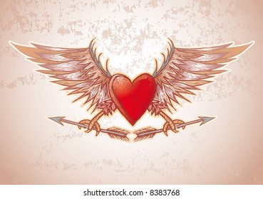 high detailed heart crest in engrave style