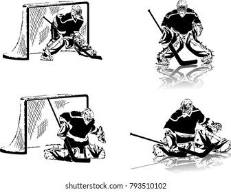 High detailed ice hockey goalkeeper figures