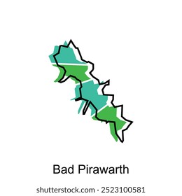 High detailed illustration map of Bad Pirawarth City, World map Austria country vector illustration template