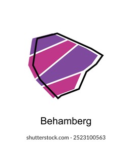 High detailed illustration map of Behamberg City, World map Austria country vector illustration template