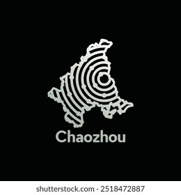 Carte d'illustration haute détaillée de Chaozhou City, technologie de style d'Image vectorielle sur fond noir, adaptée à votre société, marque, et etc