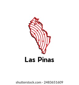 High detailed illustration map City of Las Pinas, World map country vector illustration template