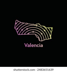 High detailed illustration map City of Valencia, World map country vector illustration template