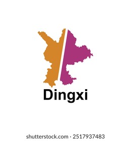 Mapa de ilustração detalhado Cidade de Dingxi, Modelo de ilustração do vetor do país do mapa do mundo
