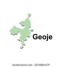 Mapa de ilustração alto detalhado de Geoje, Mapa do mundo de Coreia do Sul vetor ilustração modelo