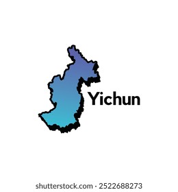 High detailed illustration map of Yichun, World map with gradient color vector illustration template