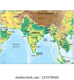 High detailed India physical map