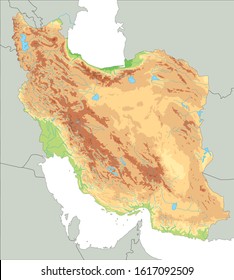 High detailed Iran physical map.