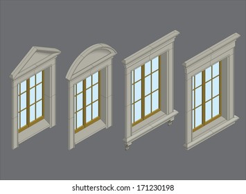 high detailed isomentic windows with stone surround