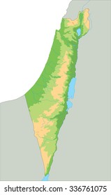 High detailed Israel physical map.