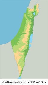 Mapa físico detallado de Israel.