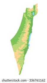 High detailed Israel physical map.