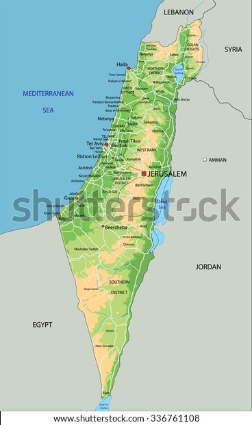 israel kartta High Detailed Israel Physical Map Labeling Stock Vector (Royalty 