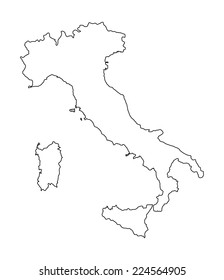 High detailed Italy vector map contour silhouette isolated on white background. Outlined. EU country. State in Europe.