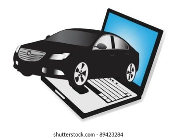 High detailed laptop and car on them.